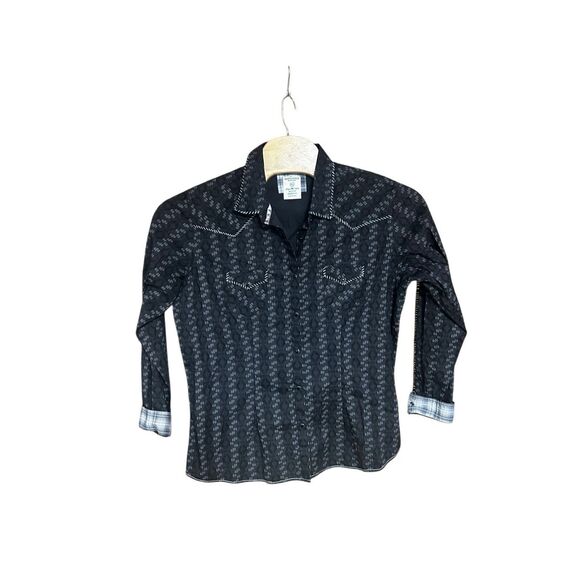 Panhandle Rough Stock Extra Large (XL) Western Black Pearl Snap - Picture 1 of 7